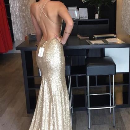 Sexy Mermaid Long Satin Prom Dress with Open Back LBQ0659