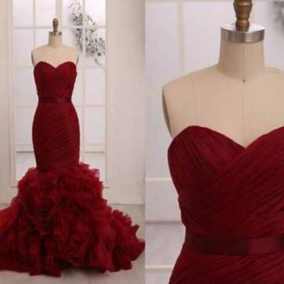Mermaid Long prom dress, Red prom dress, Prom dress 2017, Online prom dress,PD380084