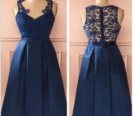 Royal Blue Vintage Lace See Through Homecoming Prom Dresses, SF0049 on ...