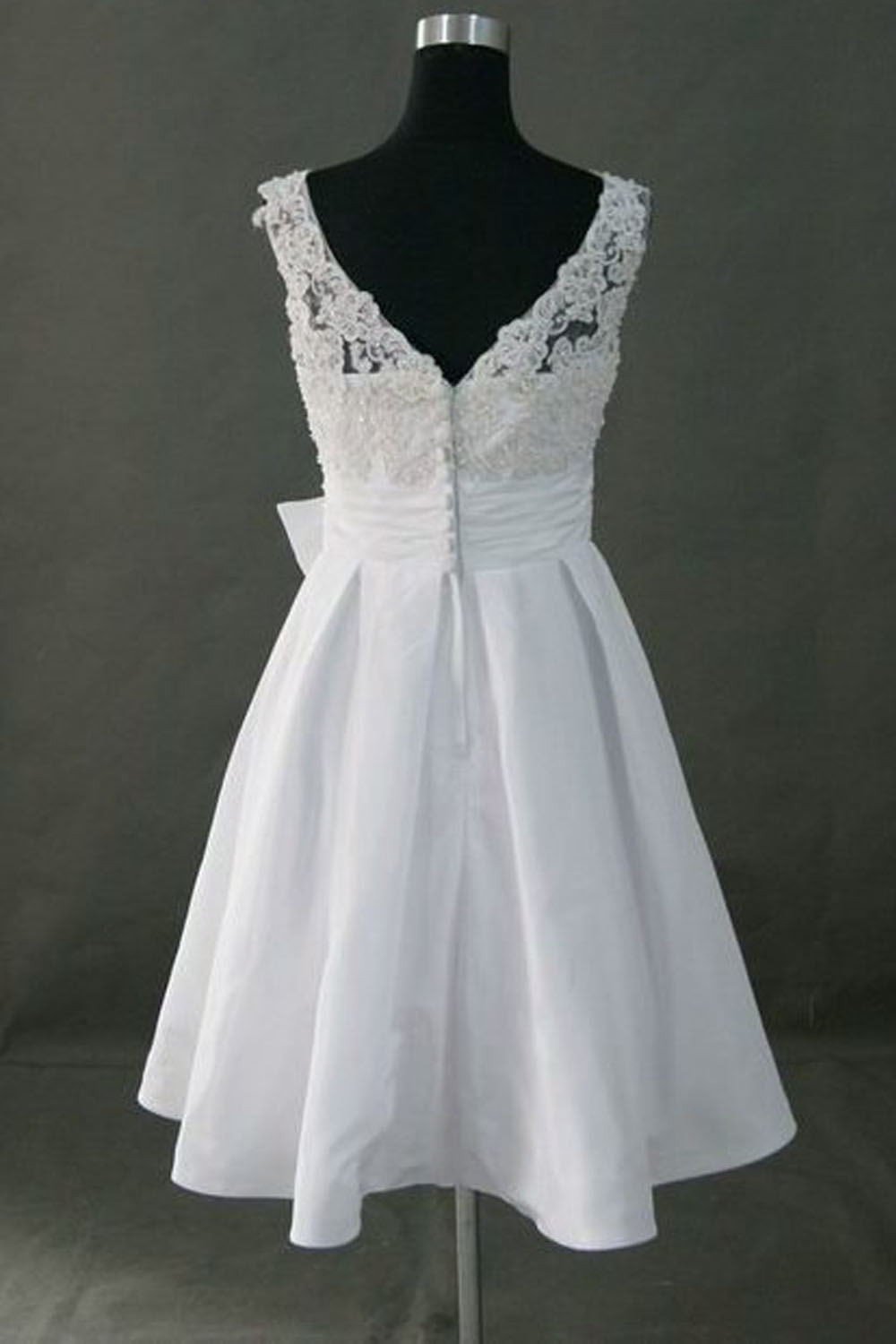 Pretty Simple Short Lace Wedding Dresses With Bow Belt W5 on Luulla