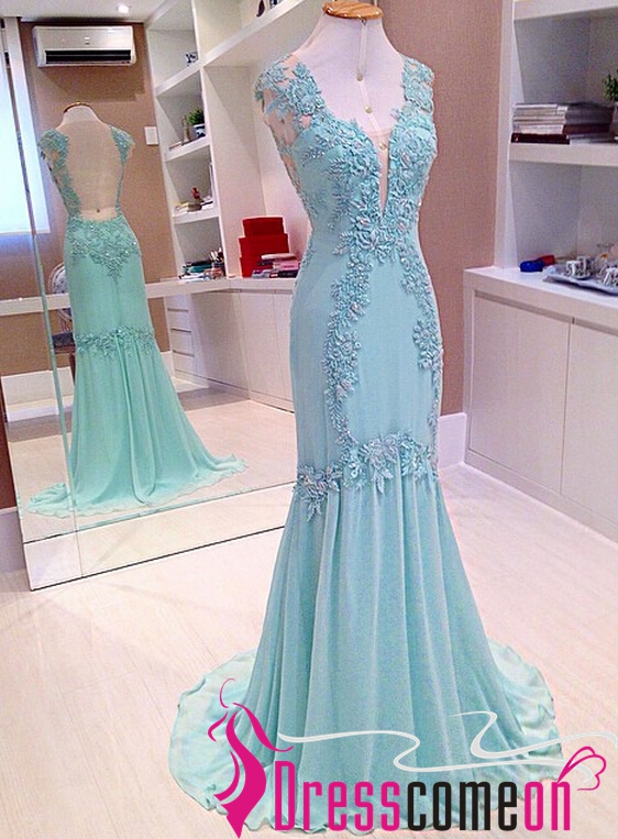 Light Blue Mermaid Prom Dress