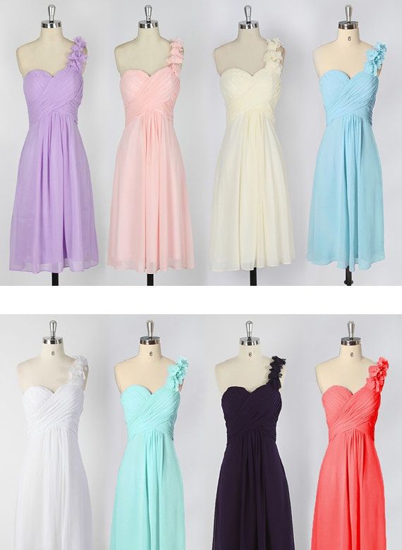Cute Bridesmaid Dress, One Shoulder Bridesmaid Dress, Chiffon ...