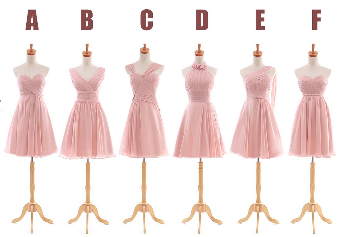 blush short bridesmaid dresses