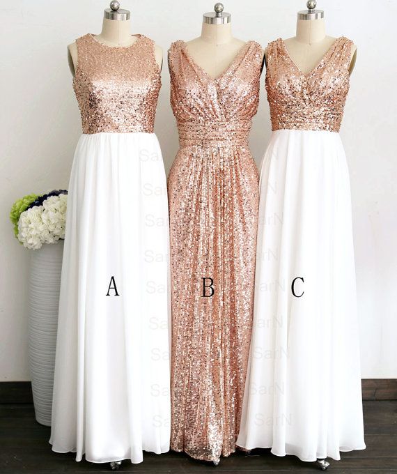 rose gold shimmer bridesmaid dress