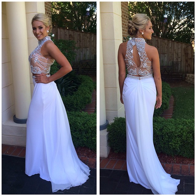 2 piece white dress long