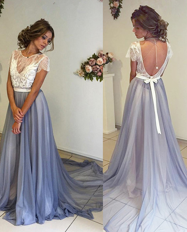 open back cocktail dress with sleeves