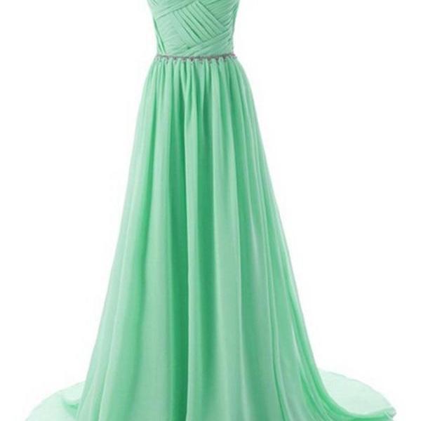 Real Beautiful Mint Long Chiffon Beading Elegant Prom Dresses K172 On ...