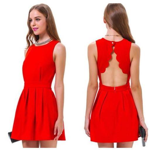 Red Cute Homecoming Dress,Cocktail Dress,Homecoming Dresses,Sleeveless ...
