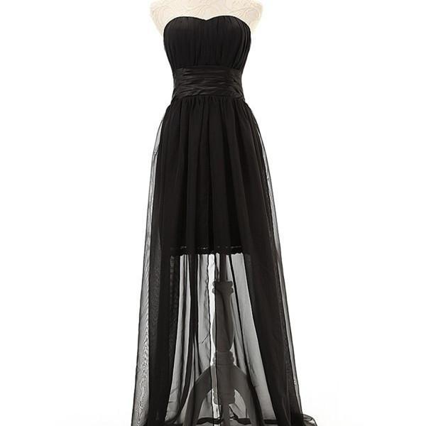 Sexy Black Bridesmaid Dress,Elegant Sweetheart Prom Dress,Floor Length ...