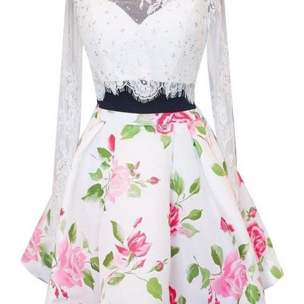 Two Piece Dresses,bateau Aboveknee Gown,white