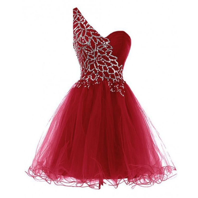Fuchsia Homecoming Dresses Laced Up Sleeveless Ball-Gown One Sleeve ...