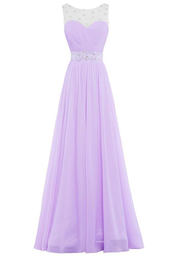 Simple Violet Chiffon Beading Cheap Elegant Long High Low Prom Dresses ...