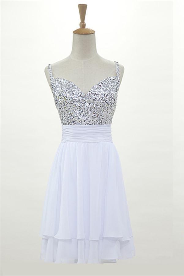 Elegant White Chiffon Cute Short Homecoming Prom Dresses K348 on Luulla