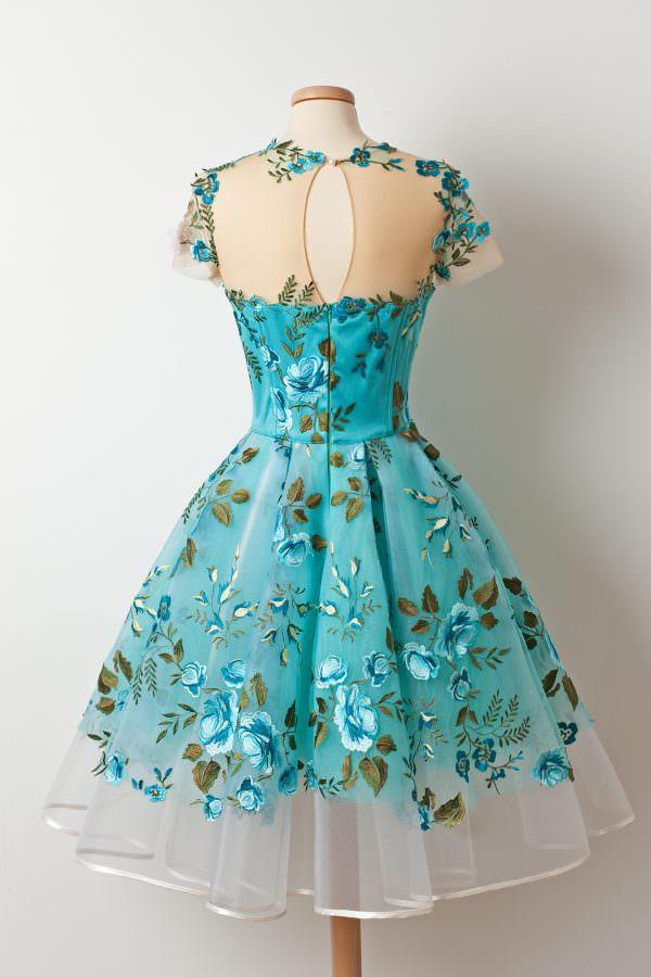 Fashion Women's Printed Short Sleeve Homecoming Dress Y2754