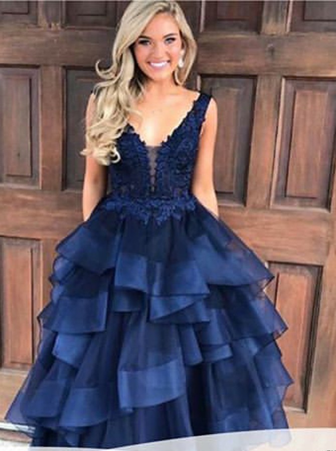 Navy Blue Prom Dress, Blue Prom Dress, Long Prom Dress, Ball Gown Prom