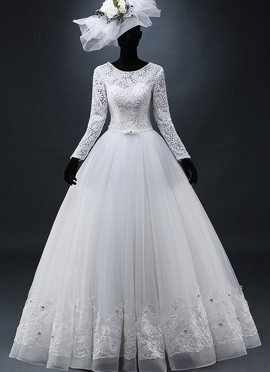 Floor-length Oraganza Wedding Dress,Ball Gown Wedding Dresses,Lace ...