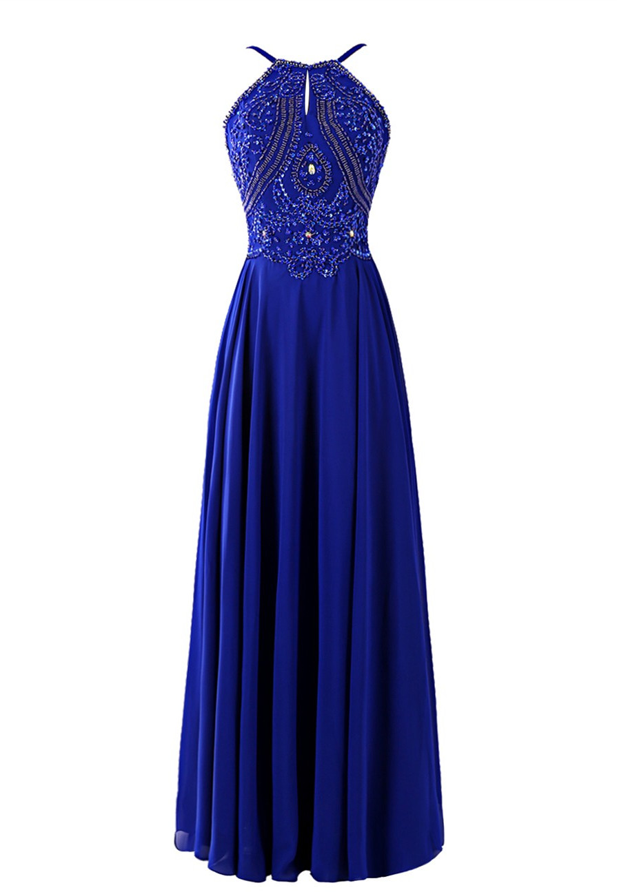 Elegant A-line Evening Gown,beading Prom Dress,spaghetti Straps Evening ...