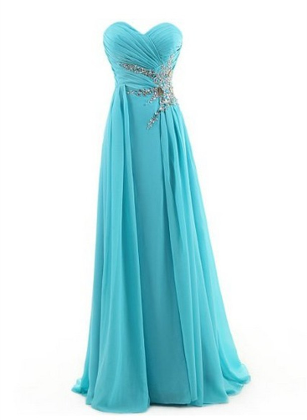 Long Blue Prom Dress,Sexy Evening Gown,A-Line Sweetheart Prom Evening ...