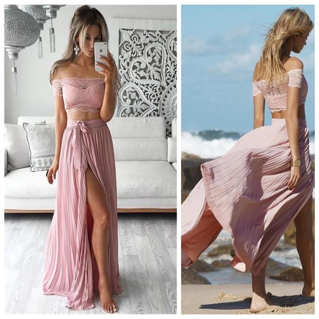 Sexy Off the Shoulder Red Long Prom Dress with Side Slit main image 1