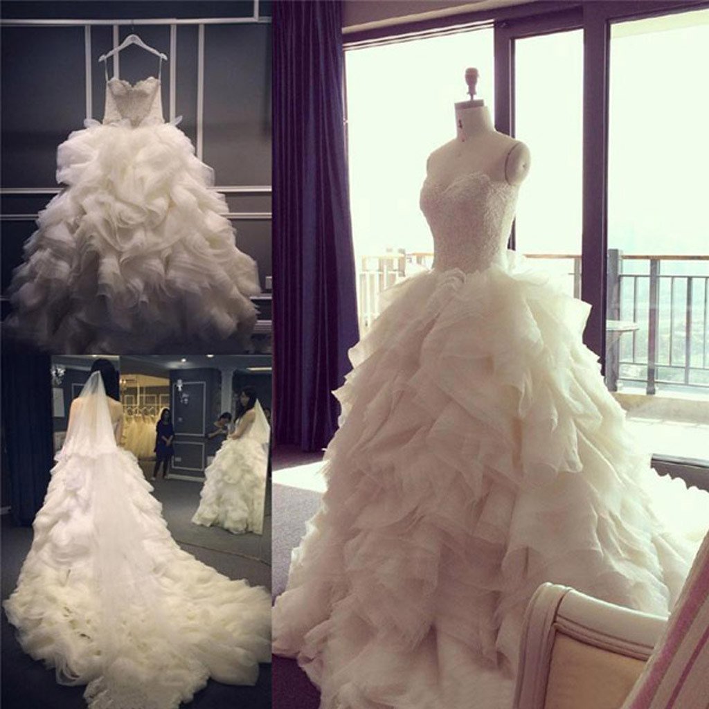 Spaghetti Lace Top Unique Design Wedding Party Dresses, Popular Lace Up ...