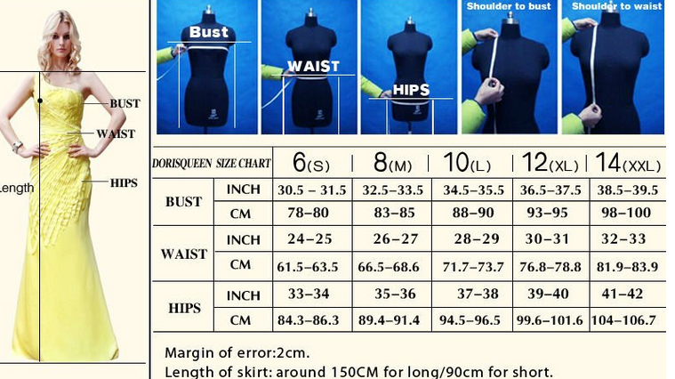 blush prom size chart