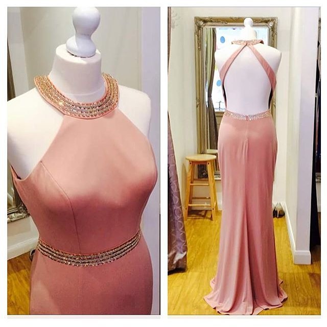 Gorgeous Mermaid Long Pink Prom Dresses Evening Dresses With Open Back ...